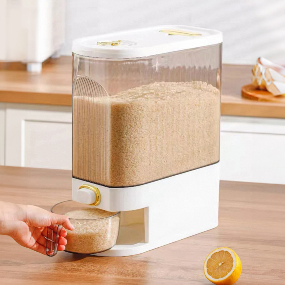 Living and Home White Airtight Rice Grain Dispenser 10kg Image 2