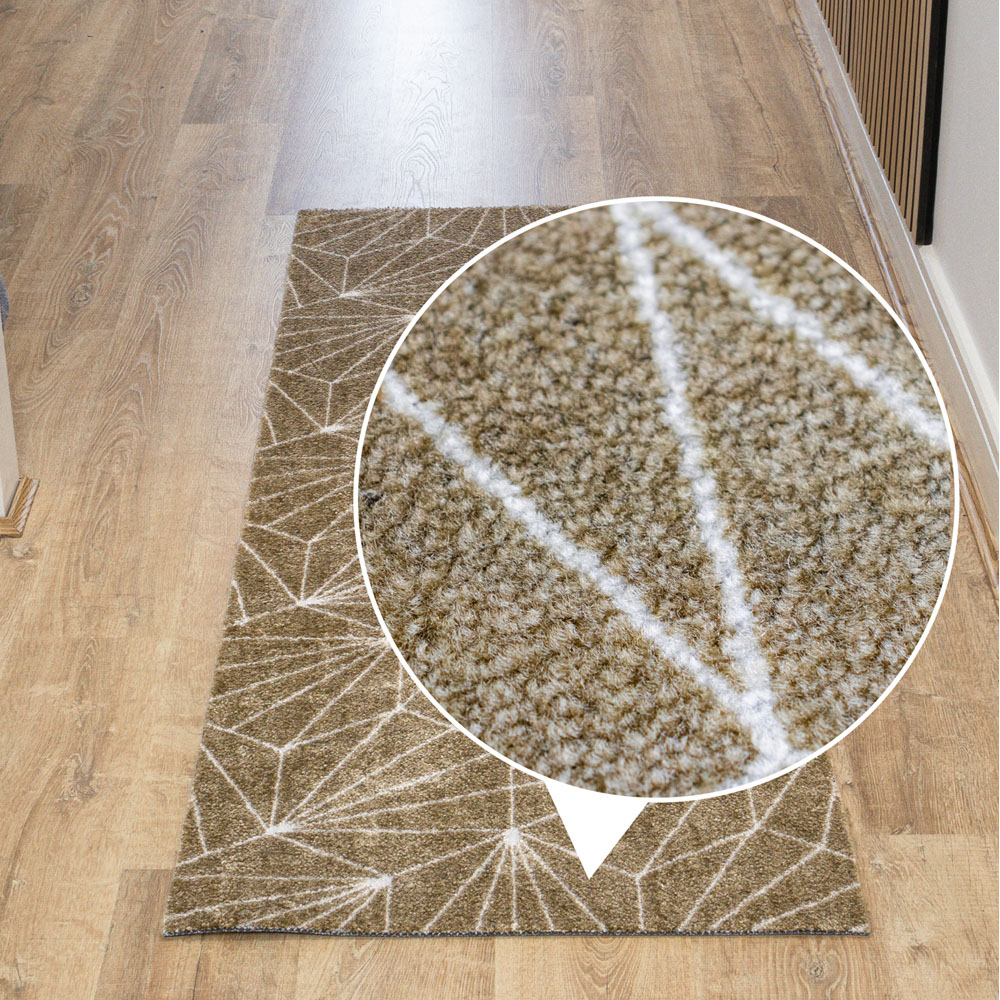 JVL Mega Brown Geo Latex Backed Door Mat and Runner Set Image 7