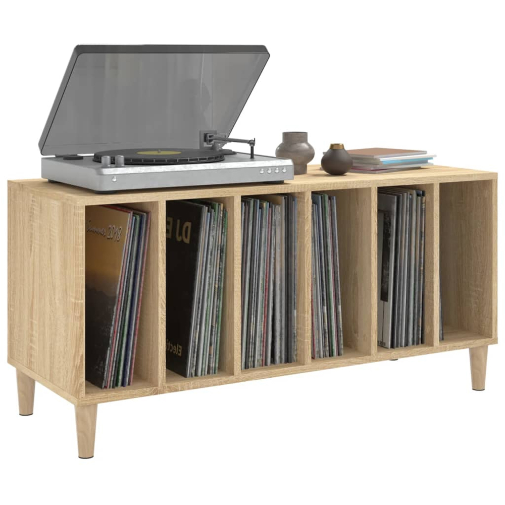 vidaXL 6 Shelf Brown Record Cabinet Image 4