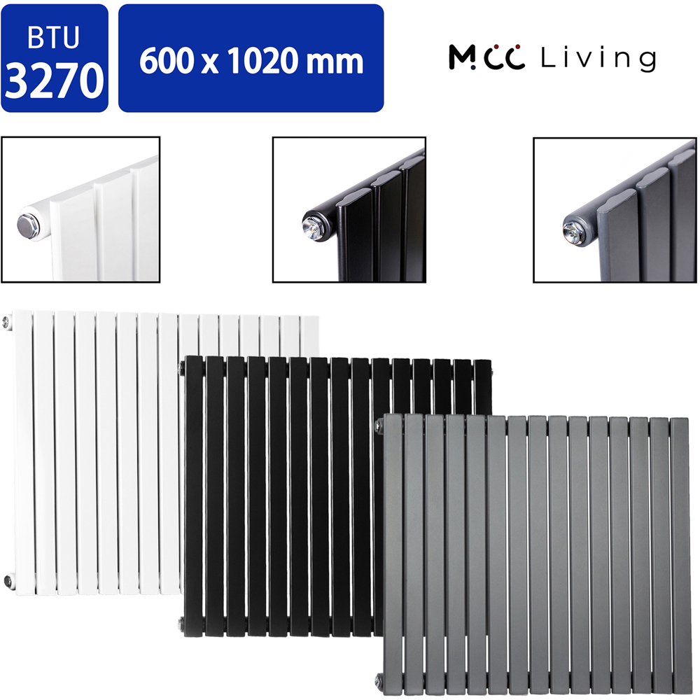 Black 3270 BTU Single Flat Panel Vertical Column Radiator 600 x 1020mm Image 4
