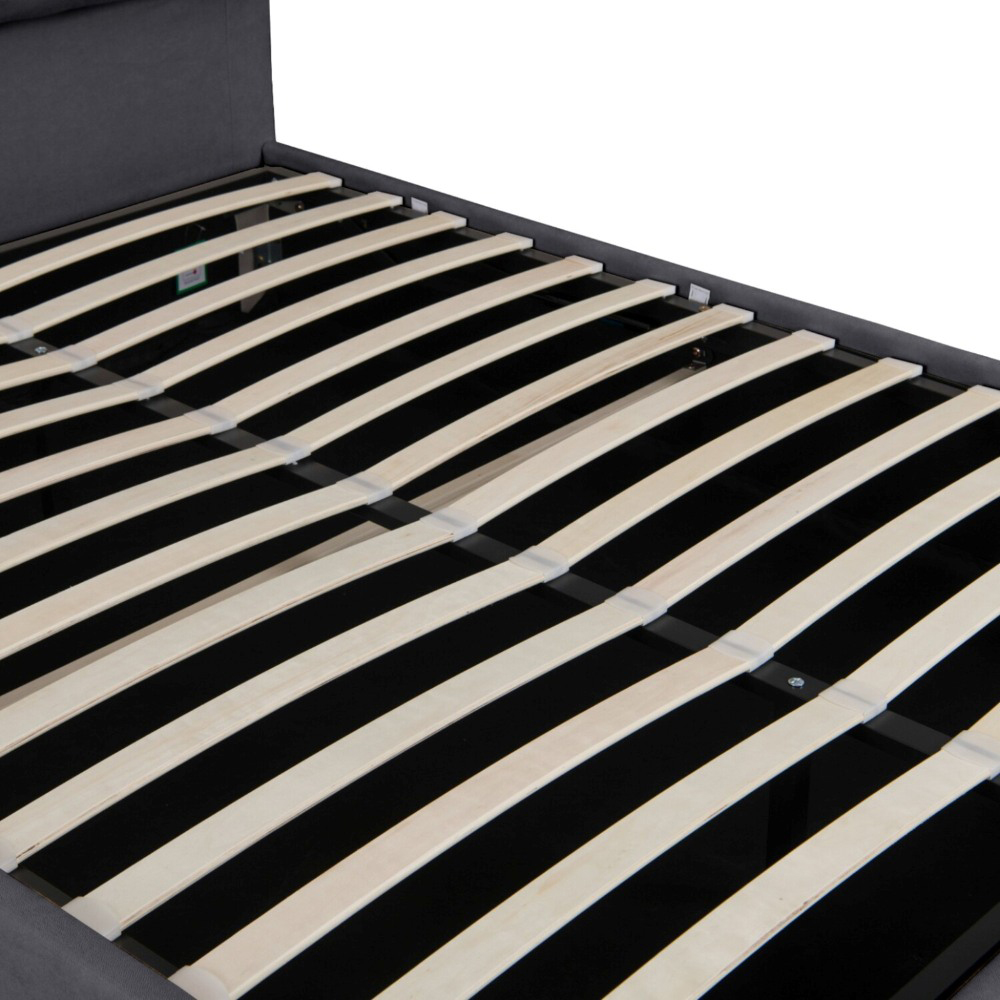 OAT Home Chester Double Charcoal Grey Ottoman Bed Image 6