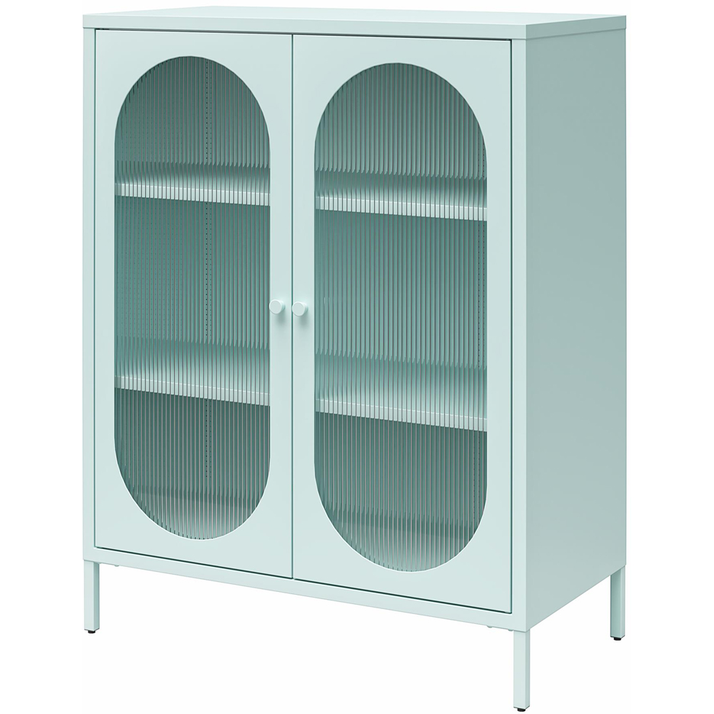 Dorel Luna 2 Door Sky Blue Fluted Glass Accent Cabinet Image 5