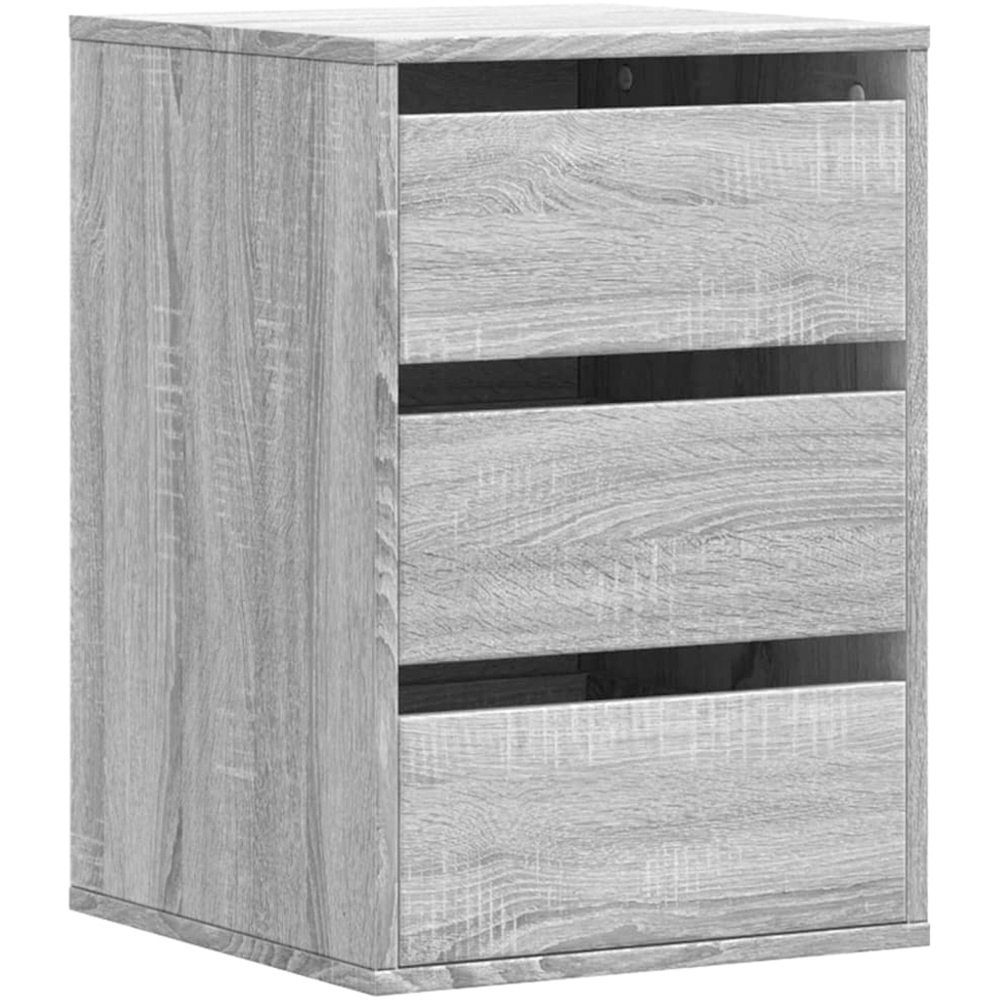 vidaXL 3 Drawer Grey Sonoma Oak Wooden Chest of Drawers Image 2