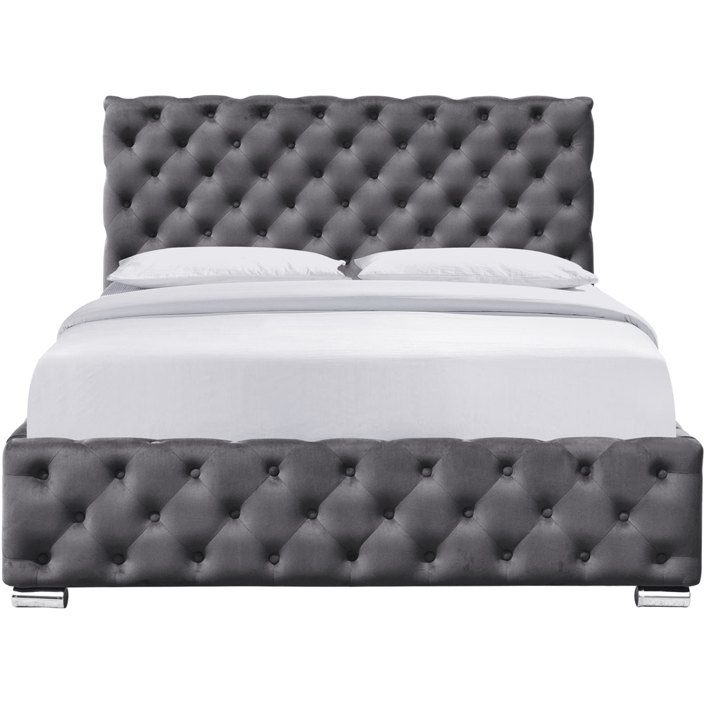 Comfy Living Double Grey Tufted Fabric Bed Frame Image 2