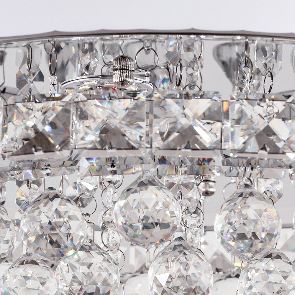 Living and Home Round Crystal Droplet LED Semi Flush Ceiling Light Image 5