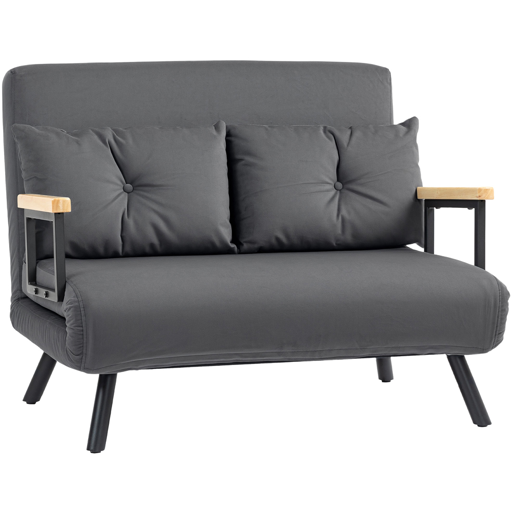 HOMCOM 2 Seater Dark Grey Click Clack Sofa Bed Image 2