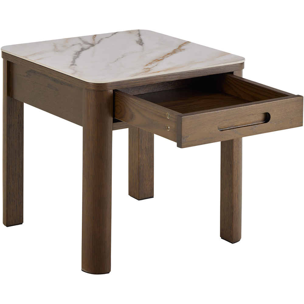 Florence Southampton Single Drawer Cream Ceramic Square Side Table Image 4