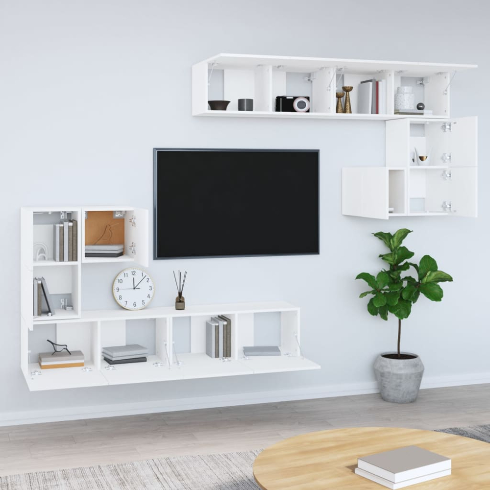 vidaXL 14 Door White Wall Mounted TV Cabinet Image 7