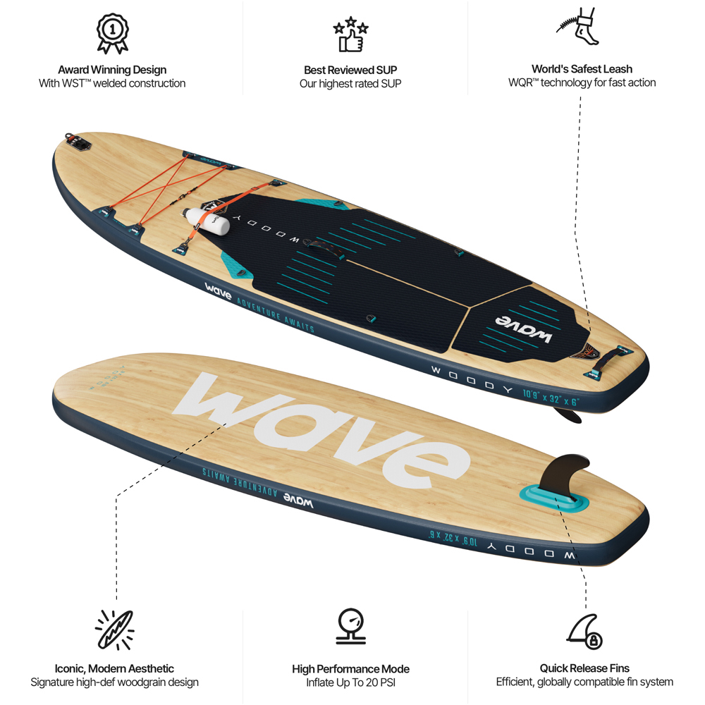 Wave Woody 3.0 SUP 10.9ft Navy Inflatable Paddleboard Image 8