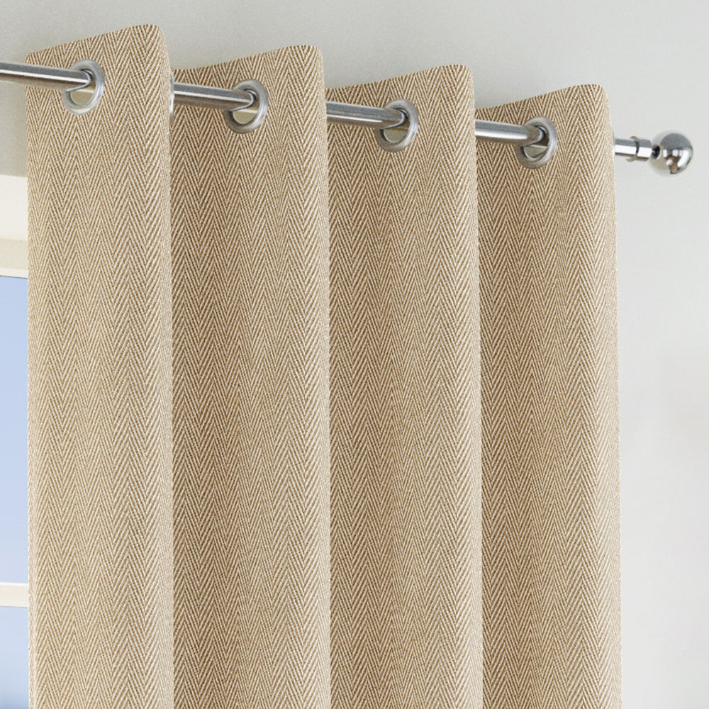 Enhanced Living Natural Herringbone Blackout Eyelet Thermal Curtains 168 x 137cm Image 2