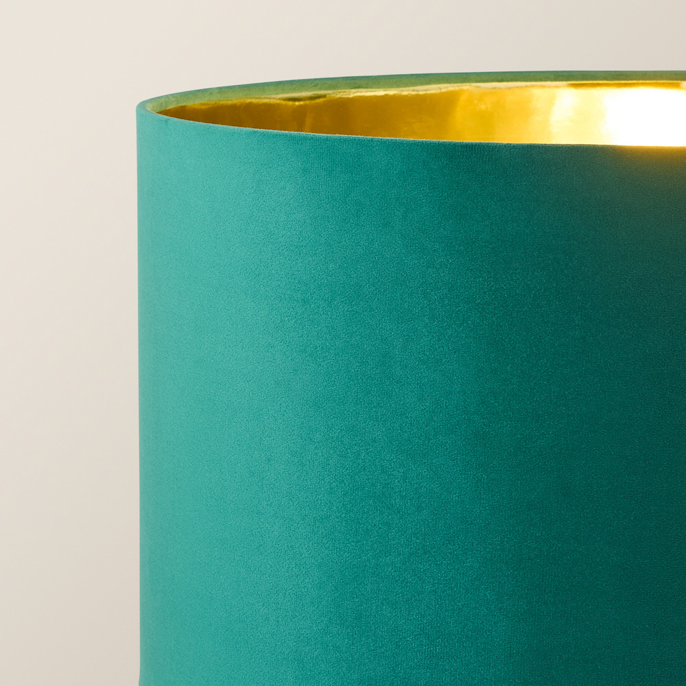 ValueLight Marissa Forest Green Velvet Gold Inner Shade Black Stacked Ball LED Floor Lamp Image 3