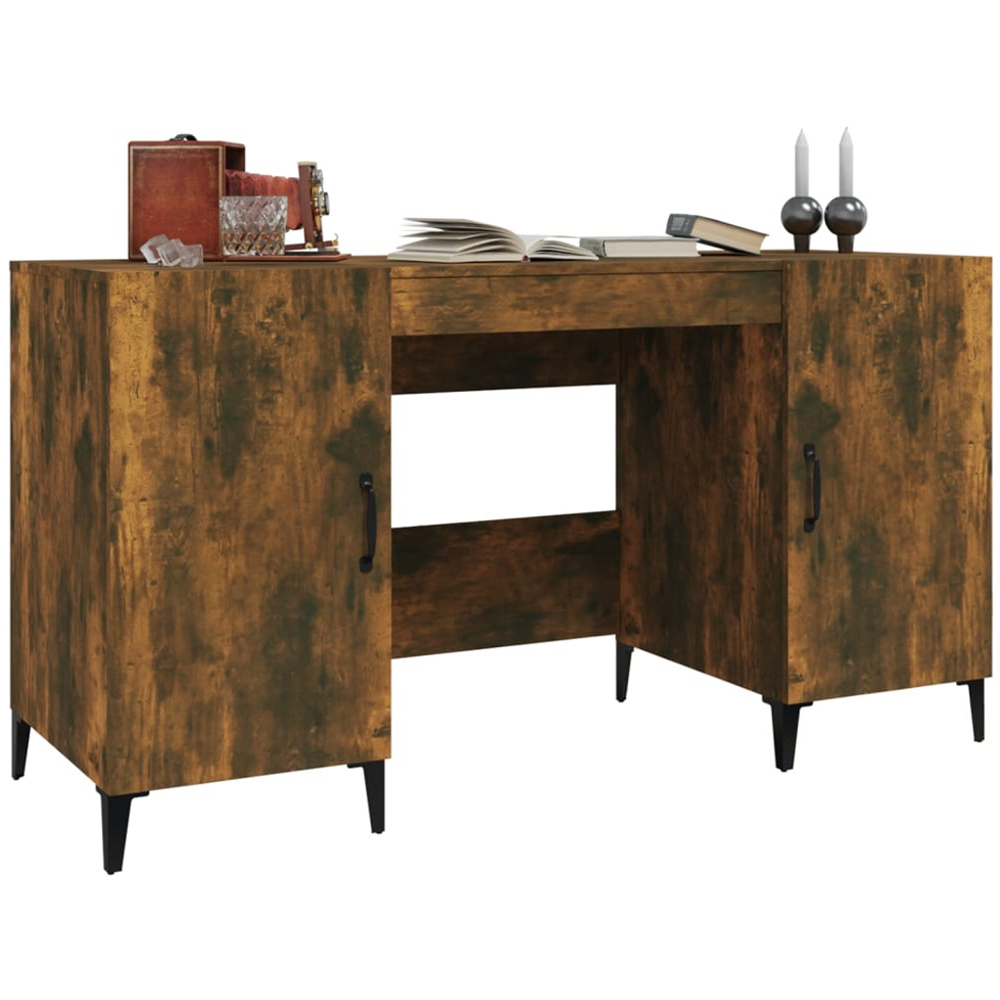 vidaXL 2 Door Computer Desk Smoked Oak Image 3