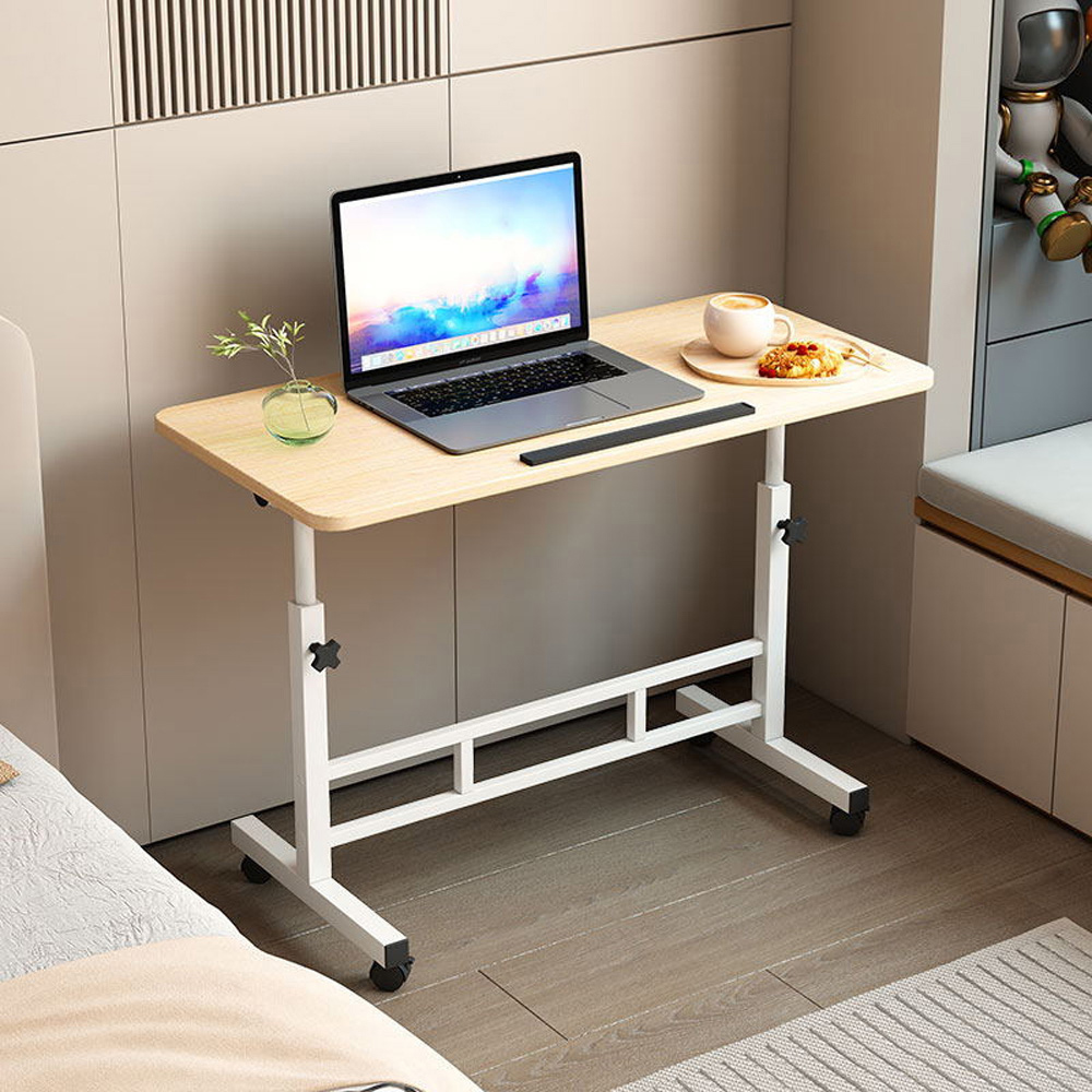 Living and Home Height Adjustable Mobile Laptop Desk White Maple Image 7