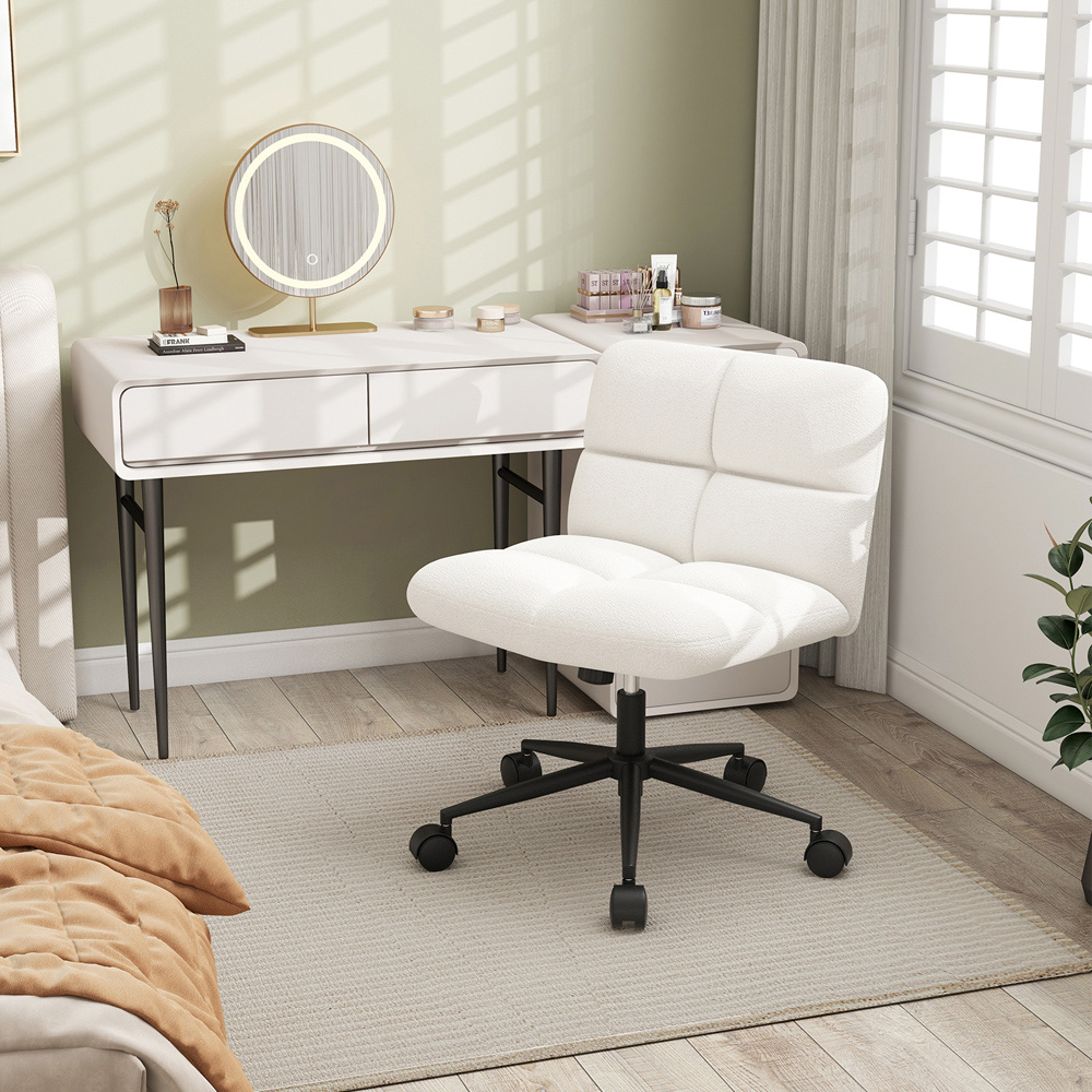 Costway Beige Cross Legged Swivel Office Chair Image 3