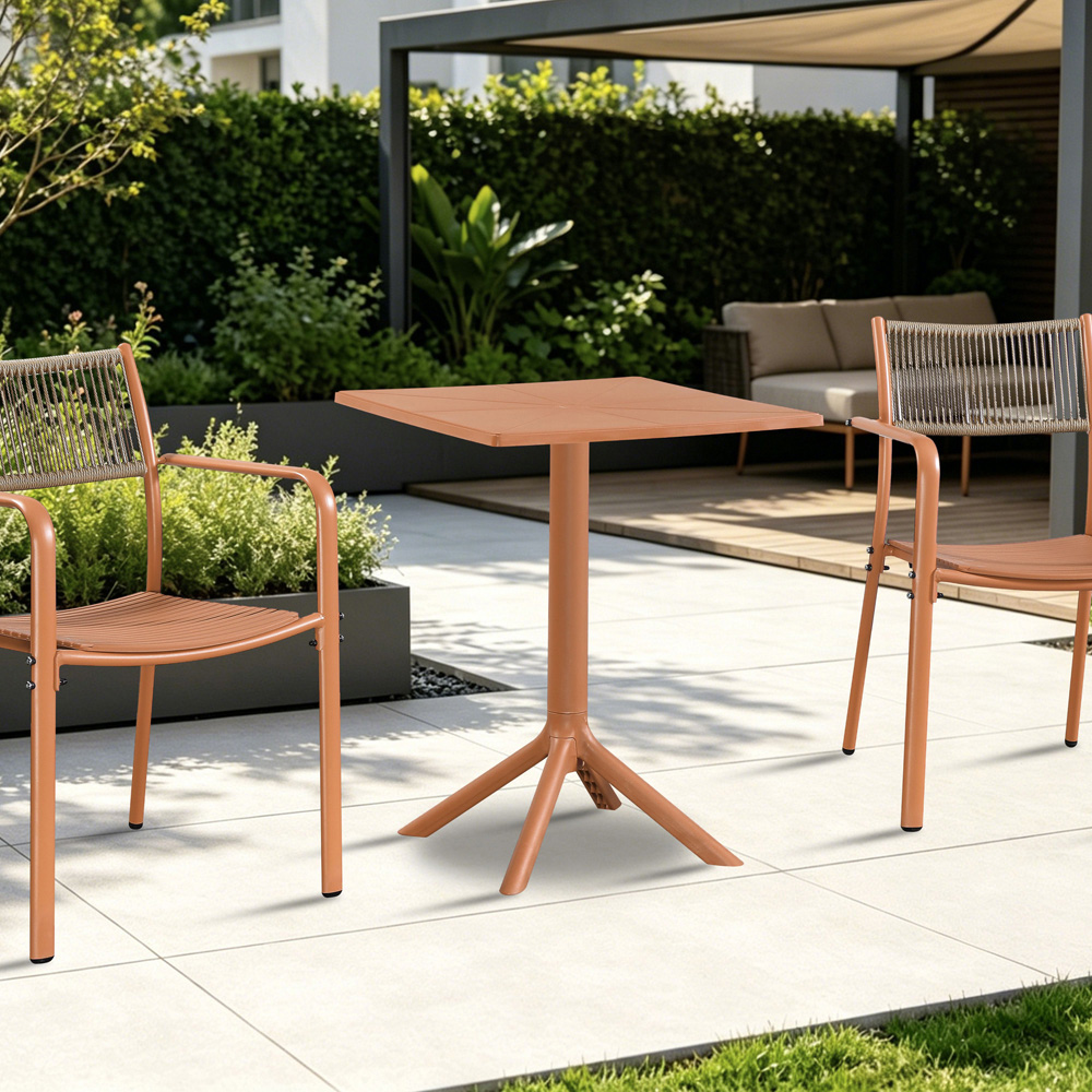 Core Products 2 Seater Terracotta Square Plastic Garden Bistro Table Image 6