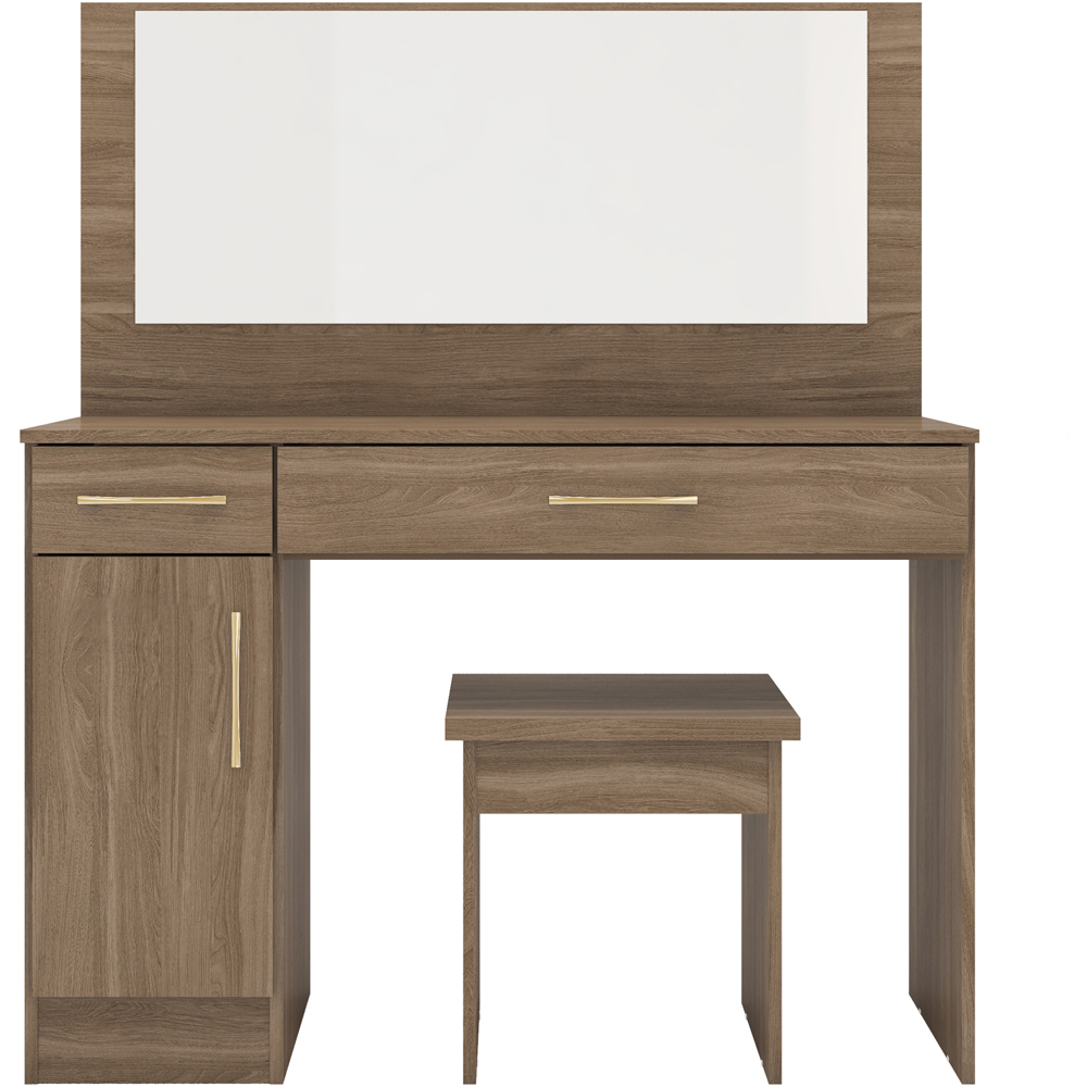 Seconique Nevada 2 Drawer Rustic Oak Effect Dressing Table Set with Mirror Image 3