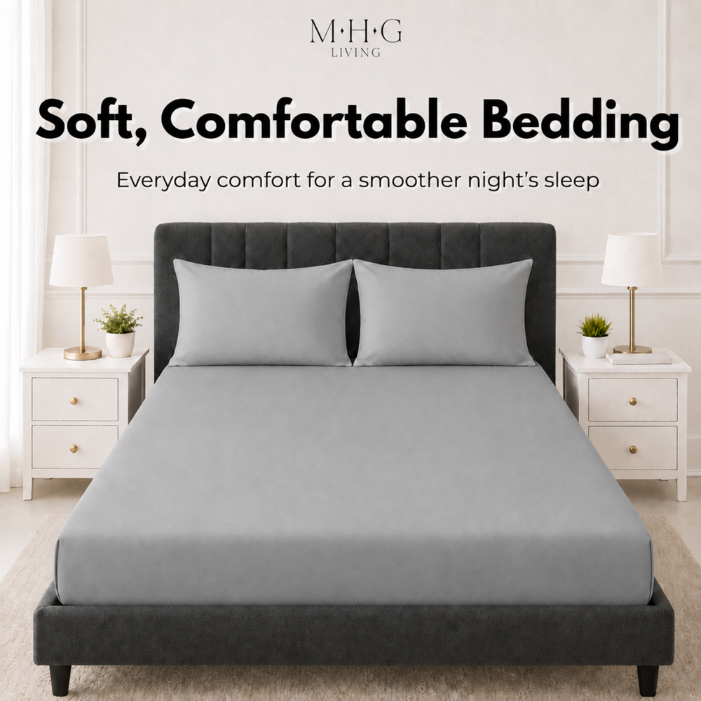 MHG Living Double Grey 30cm Deep Pocket Fitted Sheet Image 2