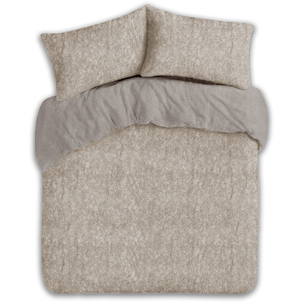 Velosso Double Natural Marl-Effect Teddy Fleece Duvet Cover Set Image 2