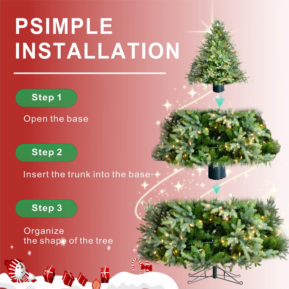 Abrihome 400 Warm White LED Pre-Lit Grand Fir Artificial Christmas Tree with 1253 Mixed Tips 6ft Image 6