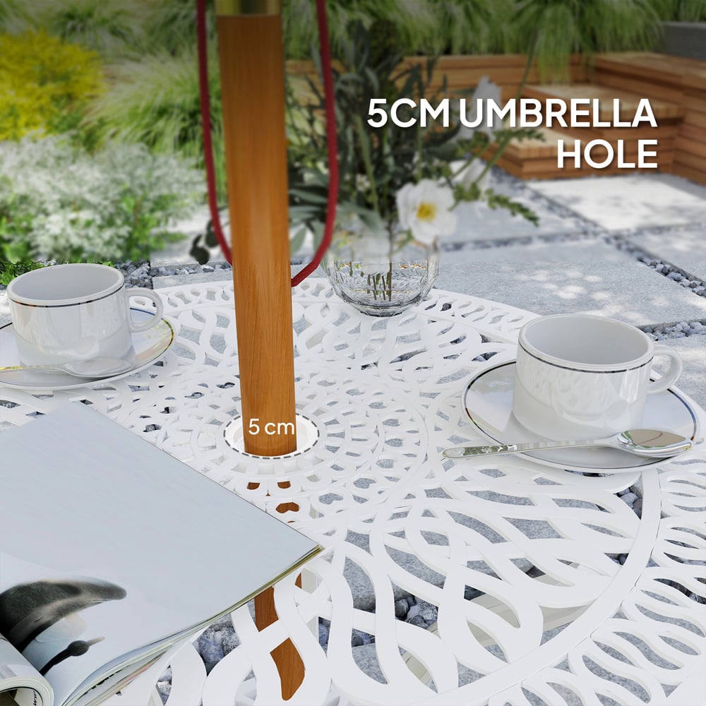 Outsunny 2 Seater Bistro Set with Umbrella Hole White Image 5