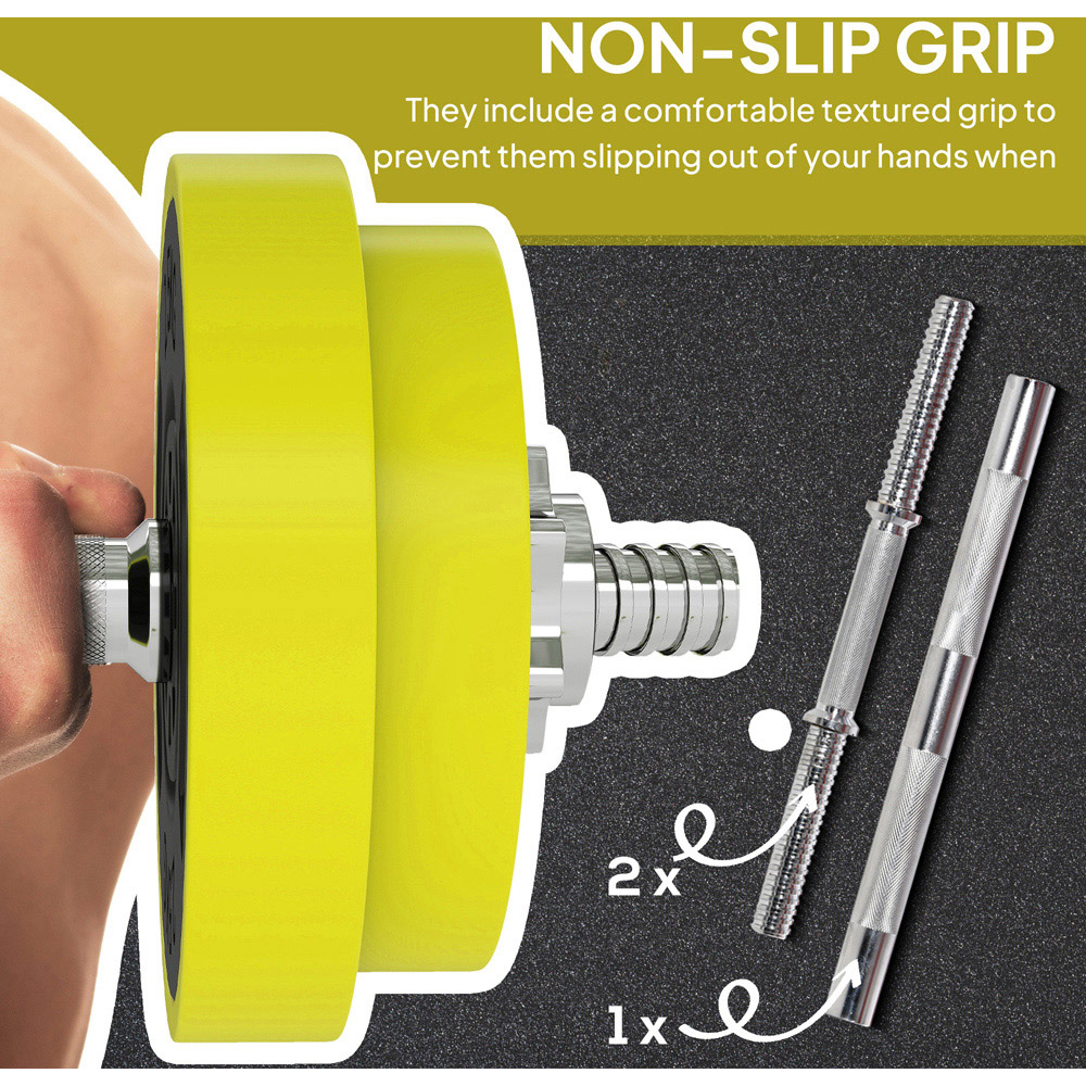 HOMCOM 2-in-1 Adjustable Barbell Dumbbells Weight Set 20kg Image 7