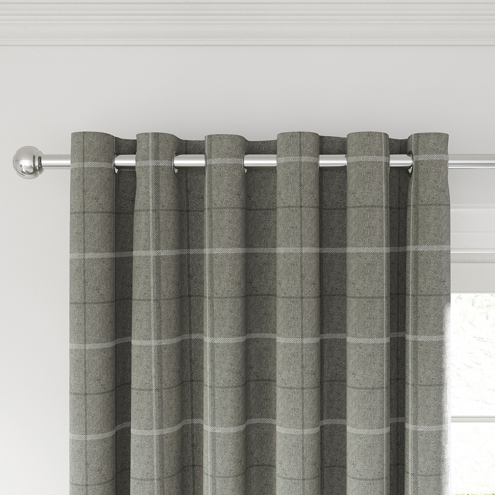 Helena Springfield Harper Woven Lined Silver Eyelet Curtains 168 x 228cm Image 2