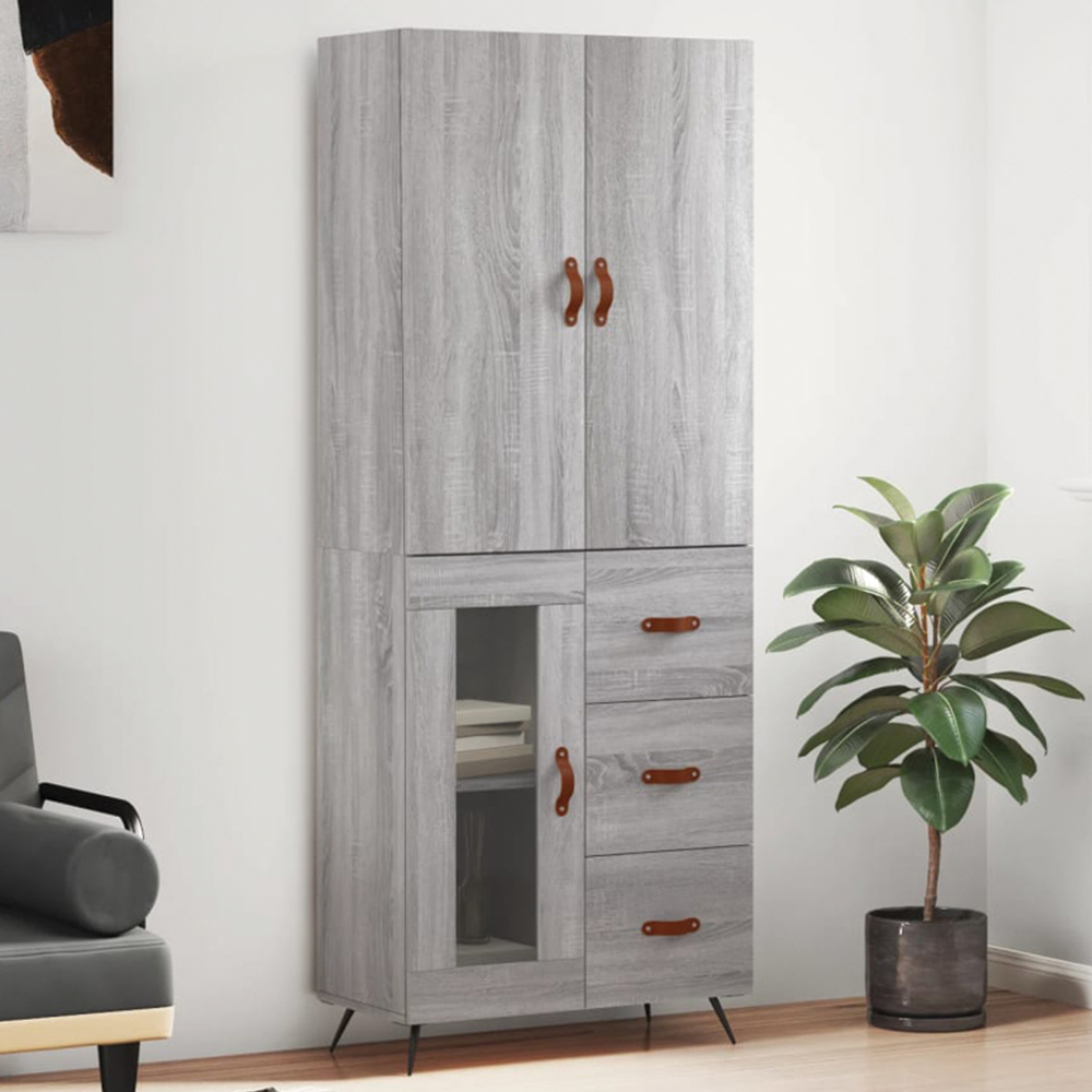 vidaXL 3 Door 3 Drawer Grey Sonoma Highboard Image 1