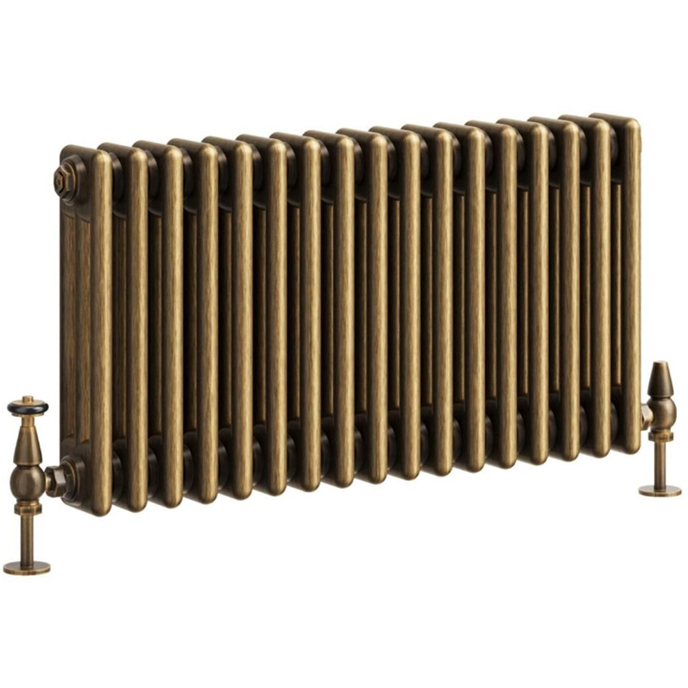 Go Bathrooms Clarence Antique Brass 3 Column Radiator 400 x 785mm Image 1