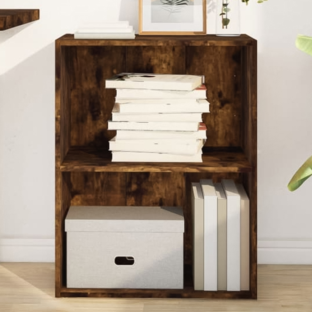 vidaXL 2 Shelf Smoked Oak Bookcase Image 1