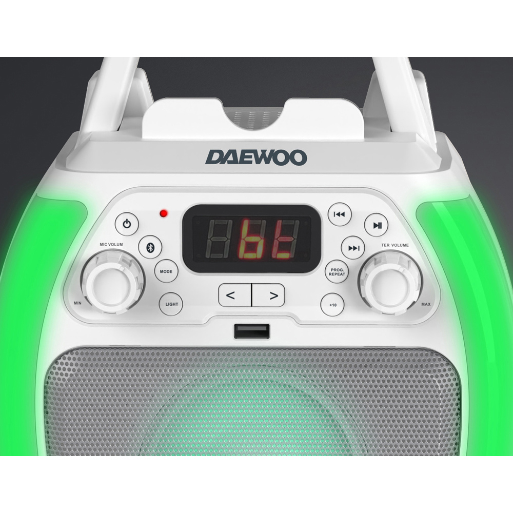 Daewoo White Compact Bluetooth Karaoke Machine Image 3