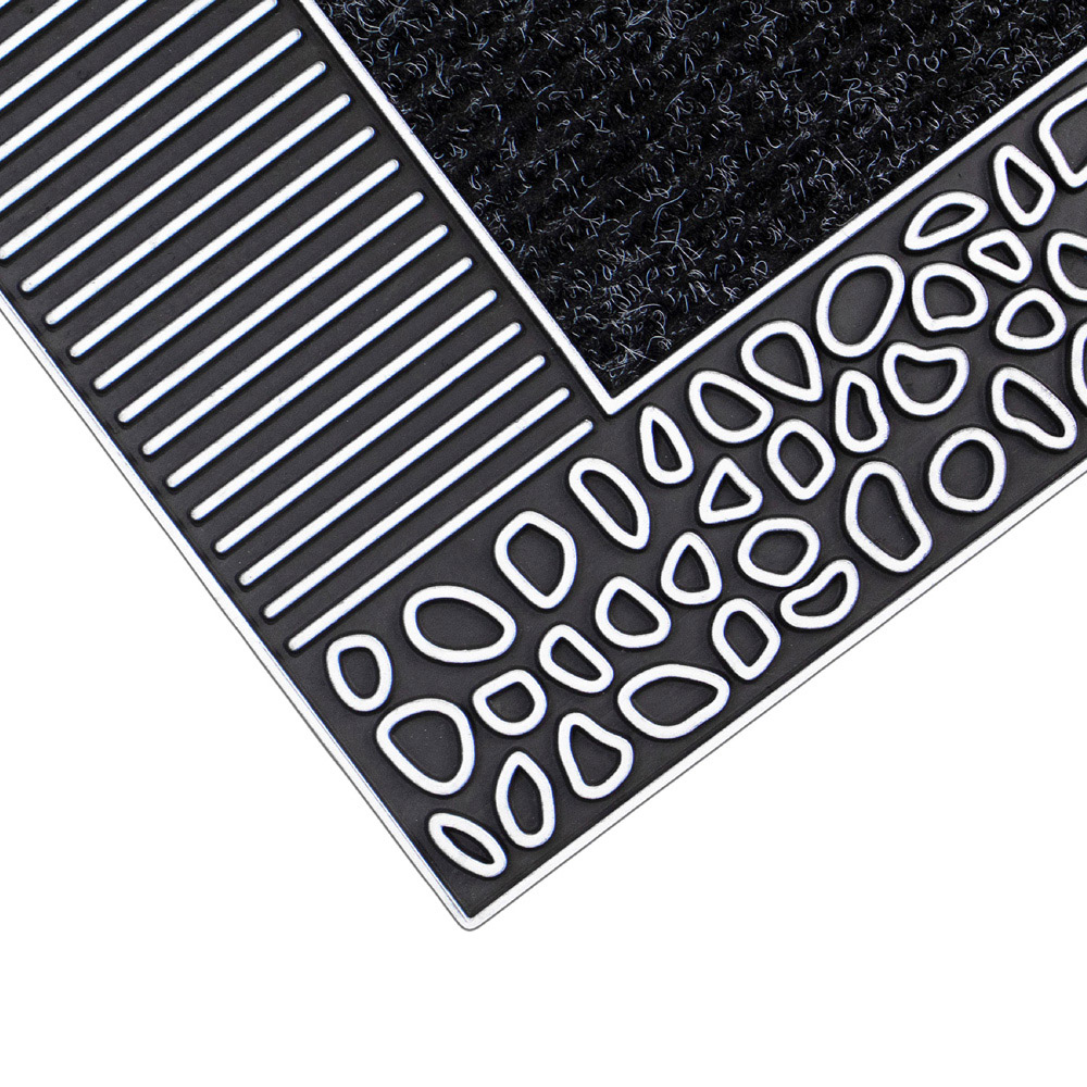 JVL Rico Silver Black Pebbles Metallic PVC Door Mat 45 x 75cm Image 4