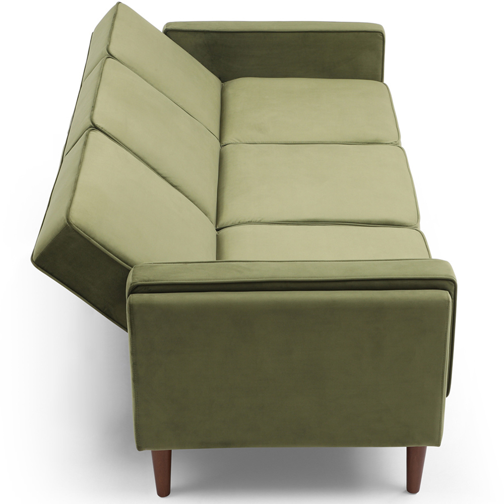 Asher 3 Seater Olive Velvet Sofa Bed Image 8