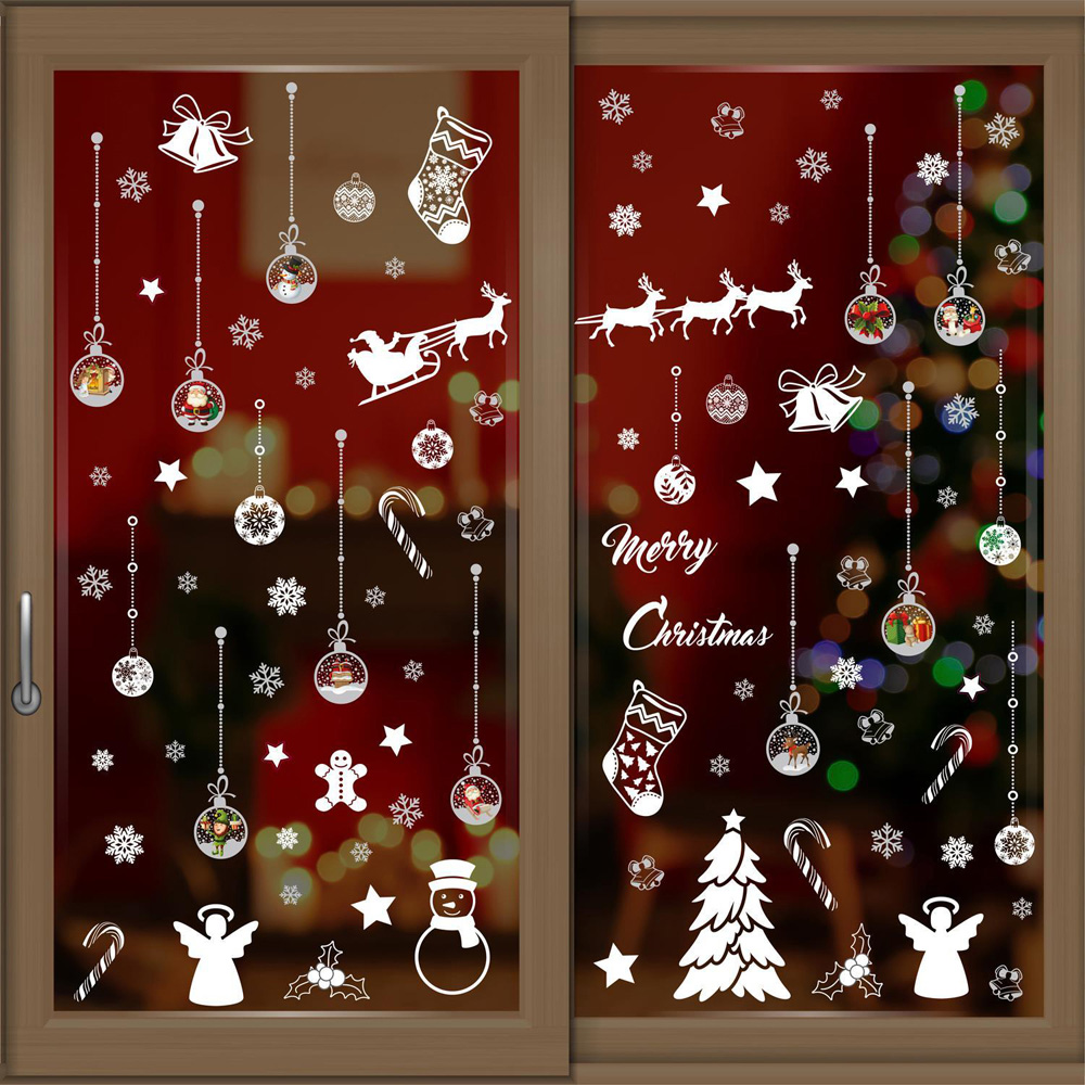 Walplus White Winterland with Baubles Double-Sided Christmas Window Stickers 117 Piece Image 1