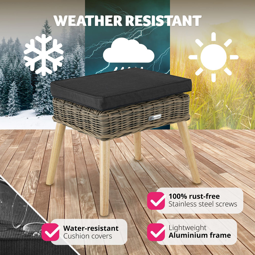 tectake Vibo Nature Footstool with Cushion Image 3