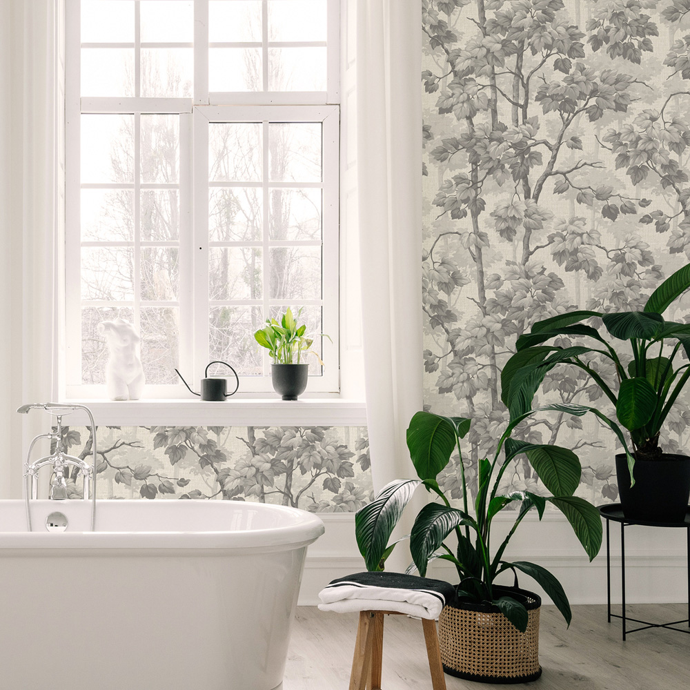 Belgravia Decor Giorgio Tree Soft Silver Wallpaper Image 4