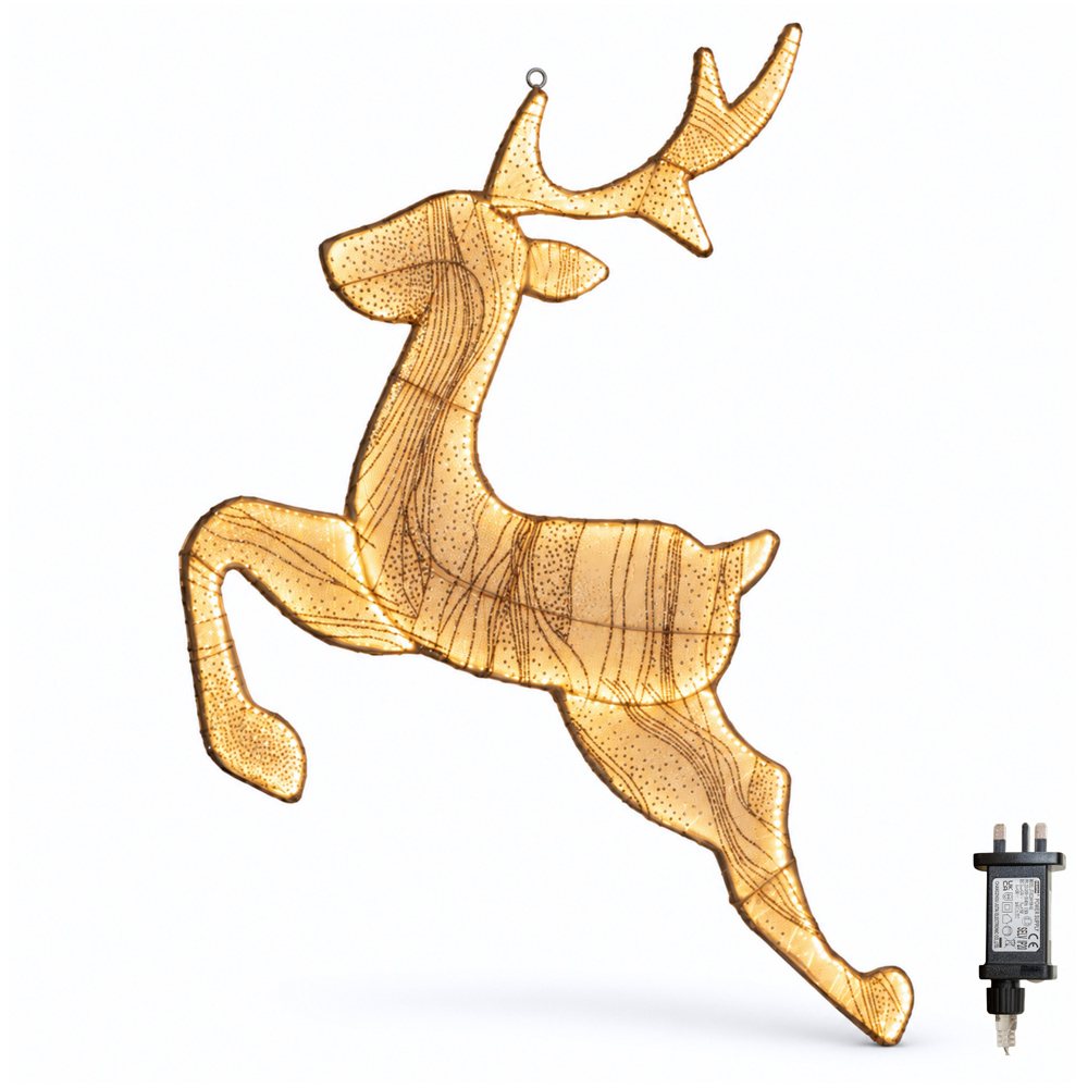 Samuel Alexander Aura 540 Warm White LED Light-Up Gold Leaping Christmas Reindeer 71cm Image 2