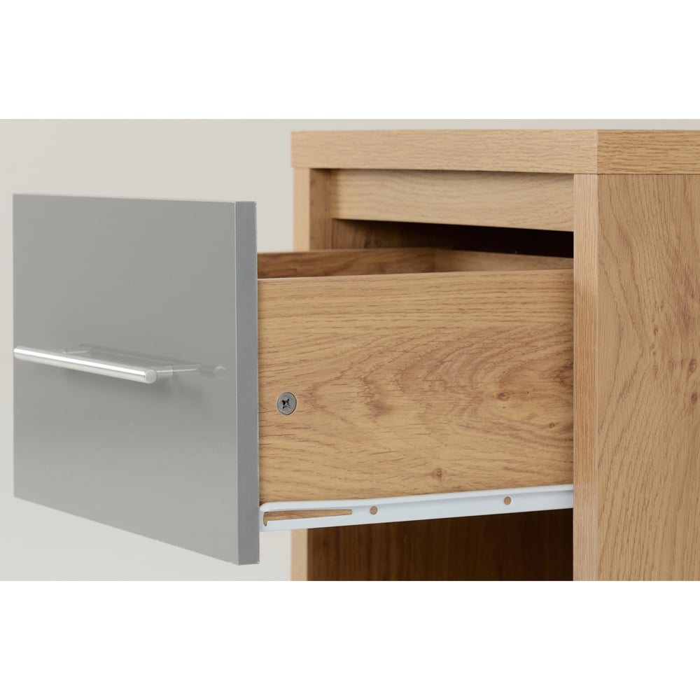 Seconique Seville Single Drawer Grey Gloss Light Oak Veneer Bedside Table Image 6