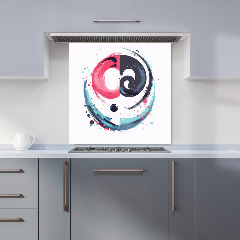 Warren Reed Designer Yin Yang Harmony In Modern Art Glass Kitchen Splashback 60 x 60cm Image 1
