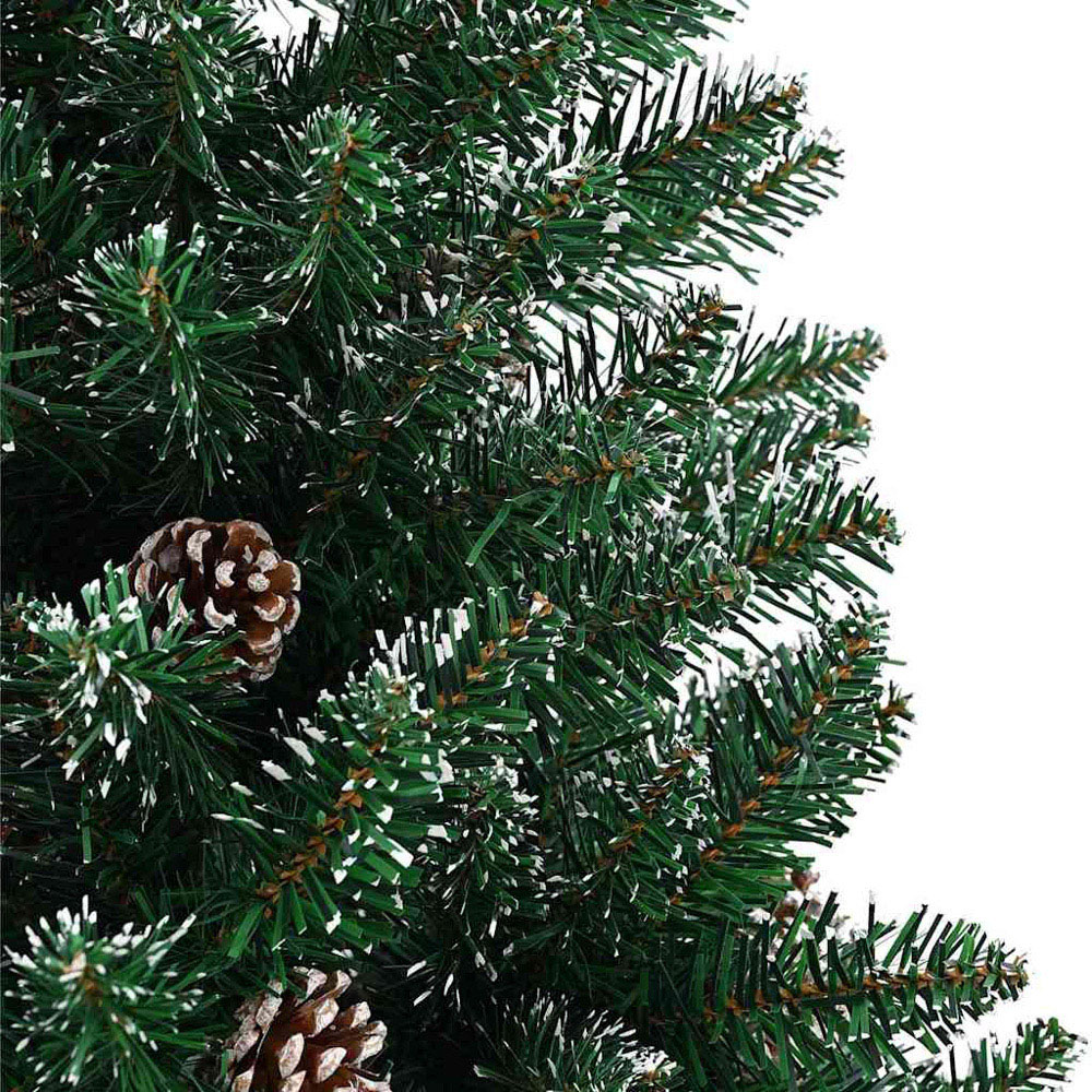 vidaXL Green Snow Flocked Artificial Christmas Tree with Pinecones LEDs Lilac Ornaments 6ft Image 6
