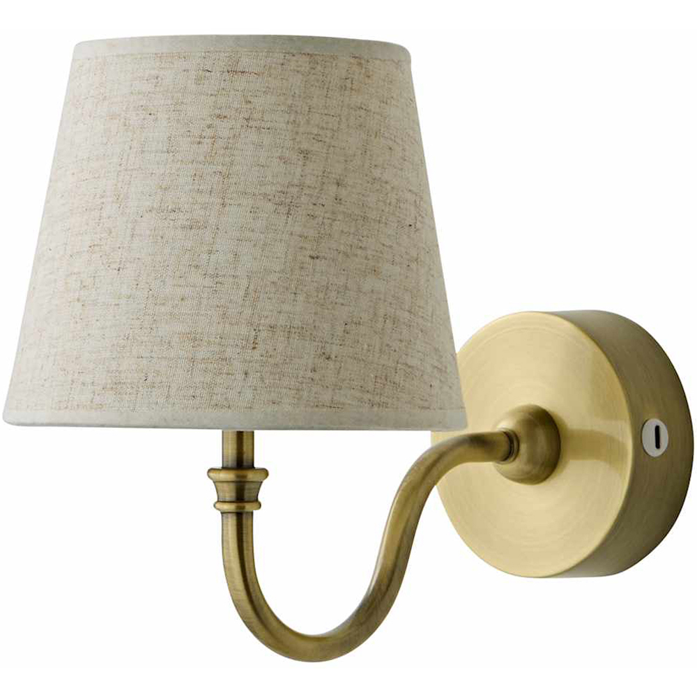 ValueLights Lowe Linen Taper Shade Portable Gold Rechargeable Wall Light with Bulb Image 1