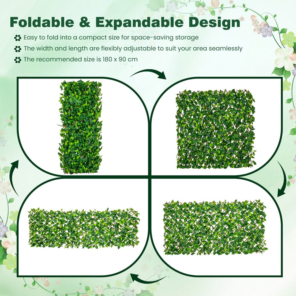 Costway Green 2.9 x 5.9ft Privacy Fence Panel with Real Willow Frame Image 8