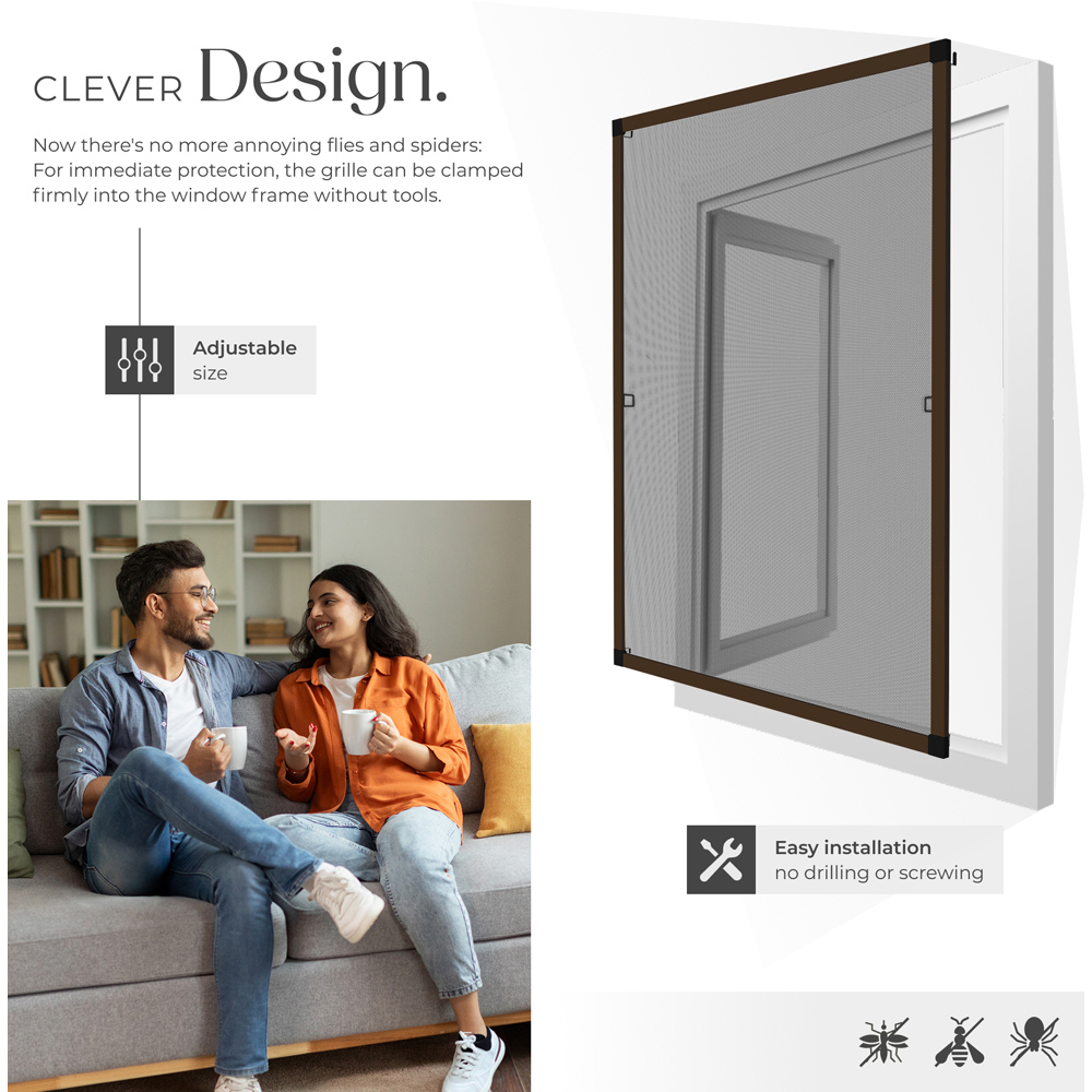 tectake Brown Individually Adjustable Fly Screen 120 x 100cm Image 4