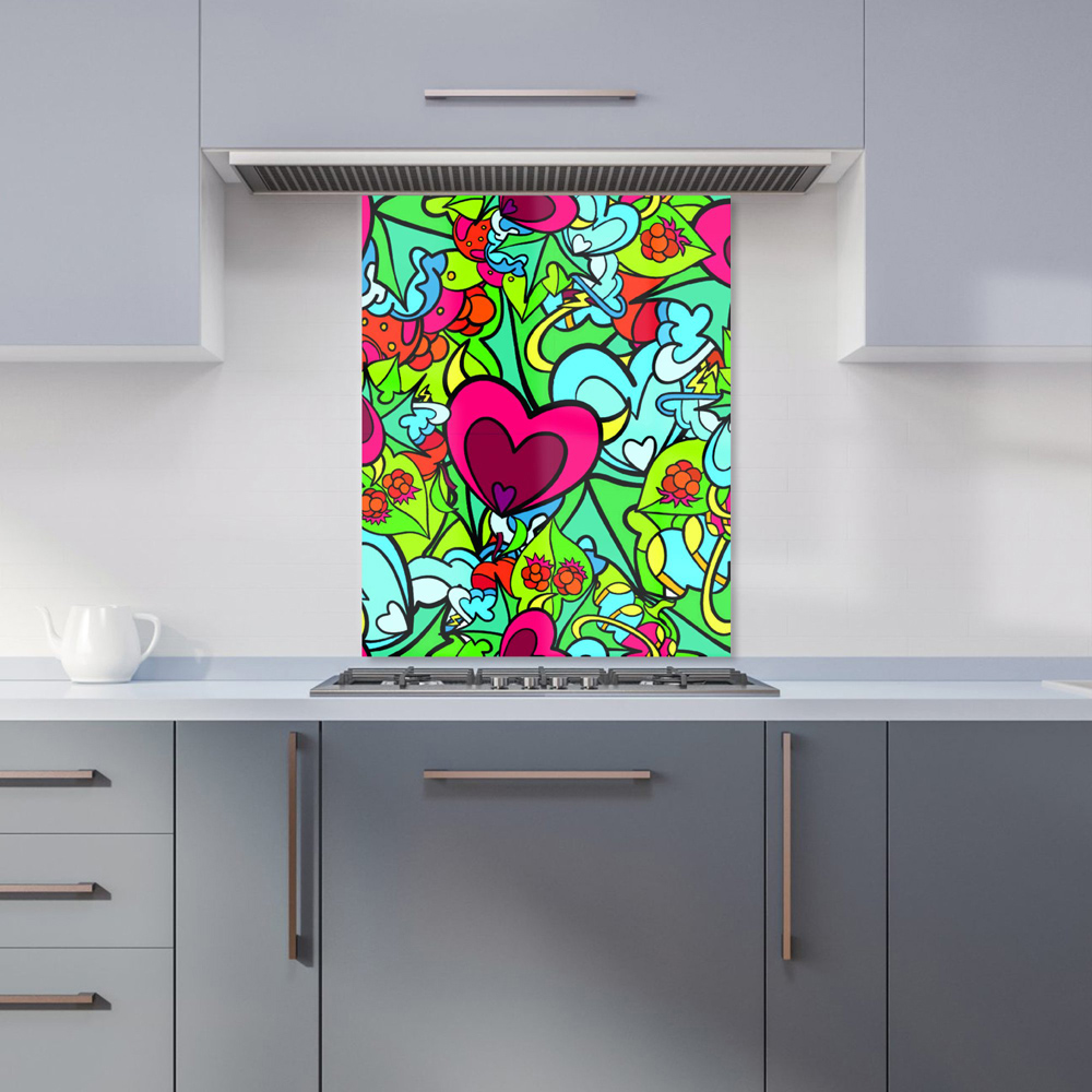 Warren Reed Designer Hippie Psychedelic Pattern Glass Kitchen Splashback 75 x 60cm Image 1