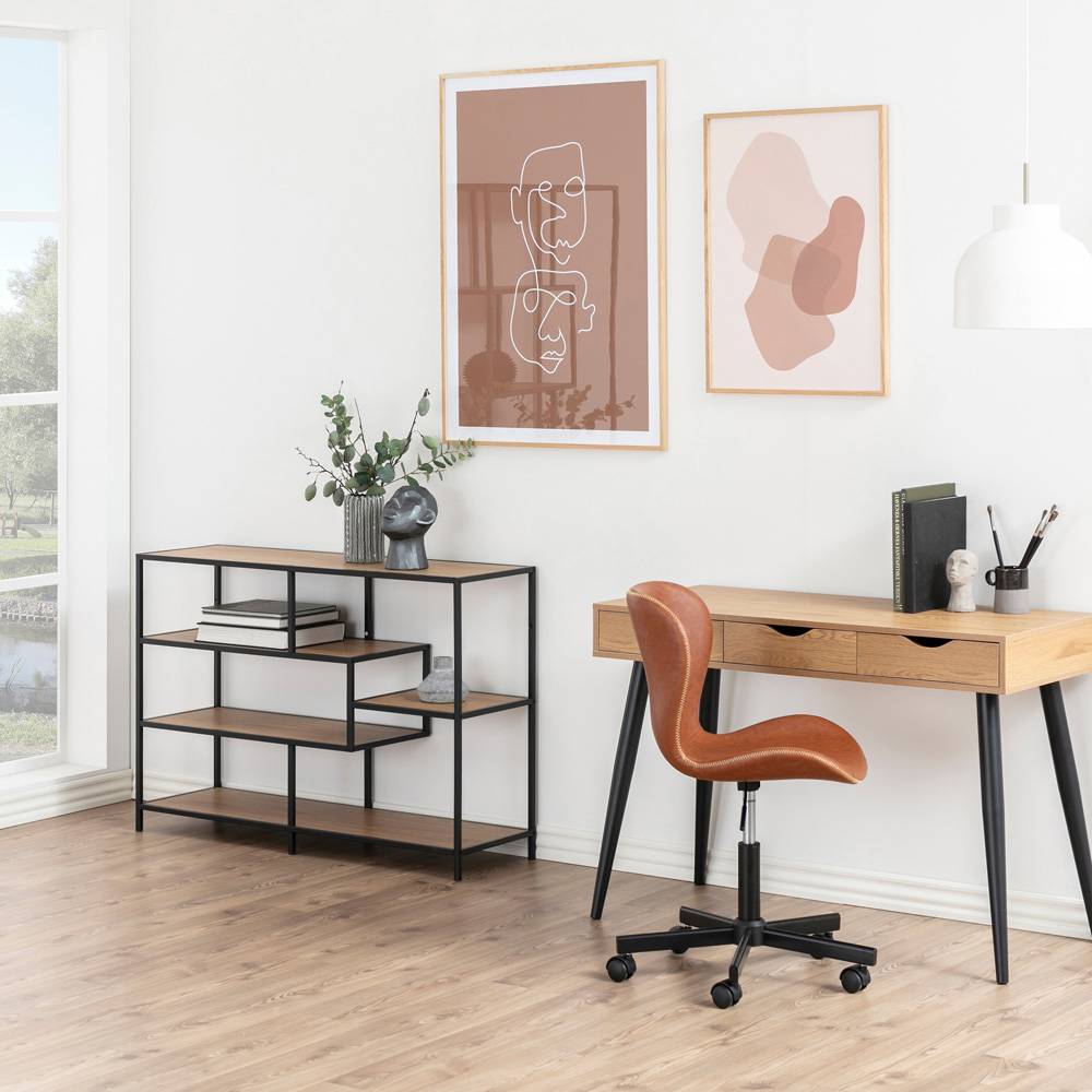 Florence Neptun 3 Drawer Oak Office Desk Image 9