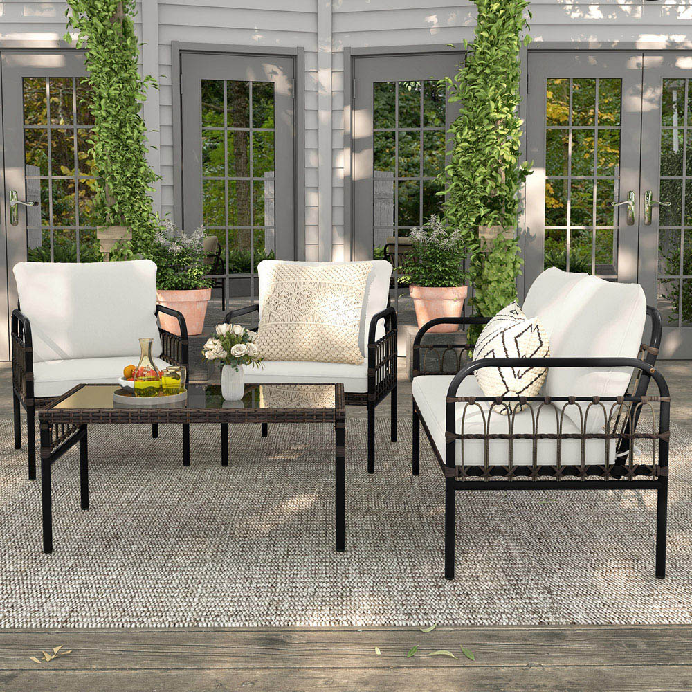 Costway 4 Seater White Patio Furniture Set Image 3