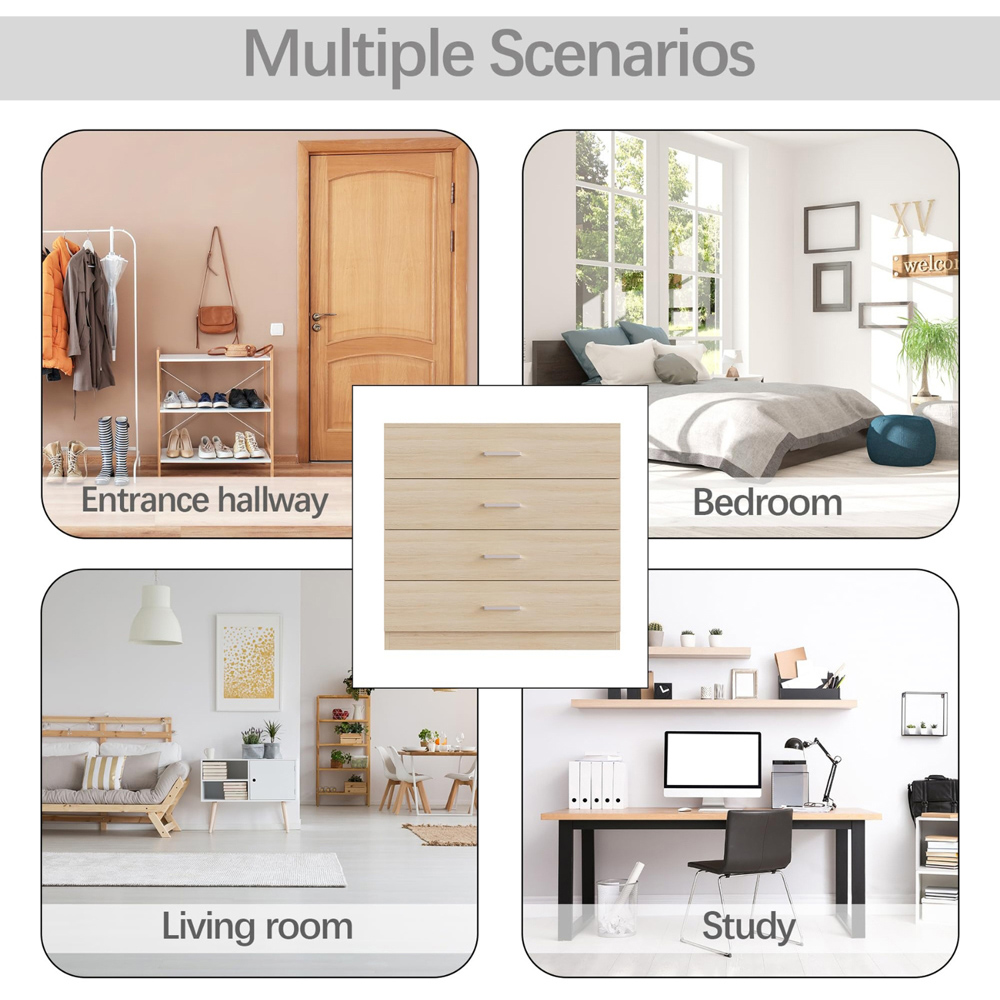 Alivio 4 Drawer Brown Bedside Storage Cabinet Image 7