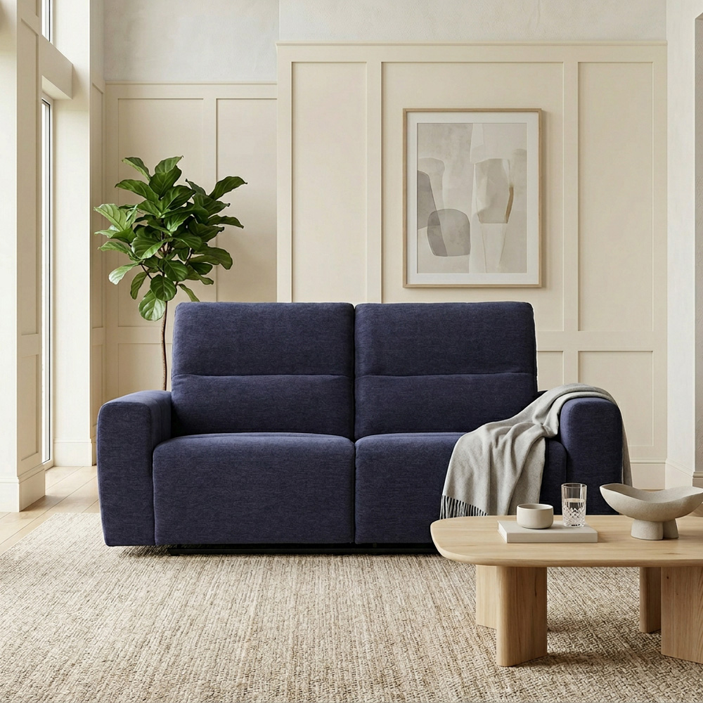 Holborton Manual Recliner Sofa Navy Blue 3 Image 1