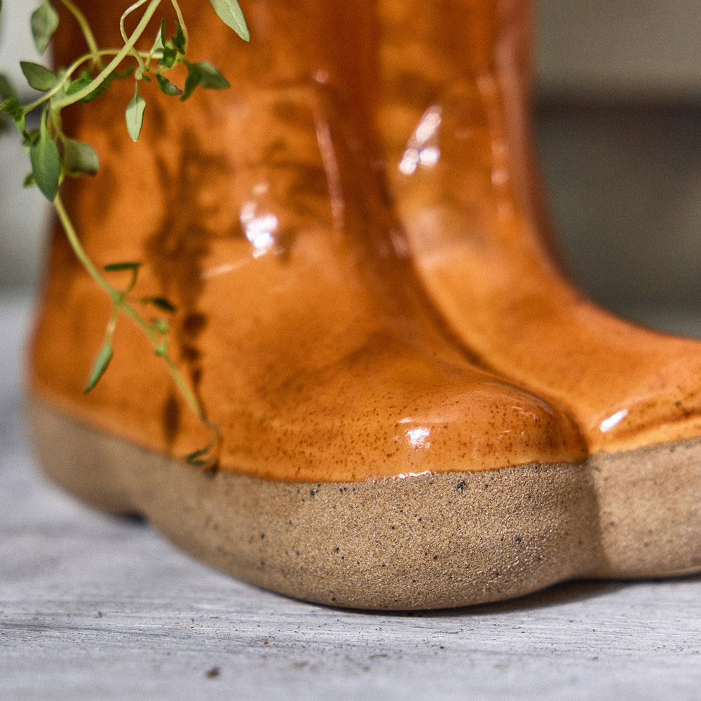 Dibor Orange Double Wellington Planter 17cm Image 4