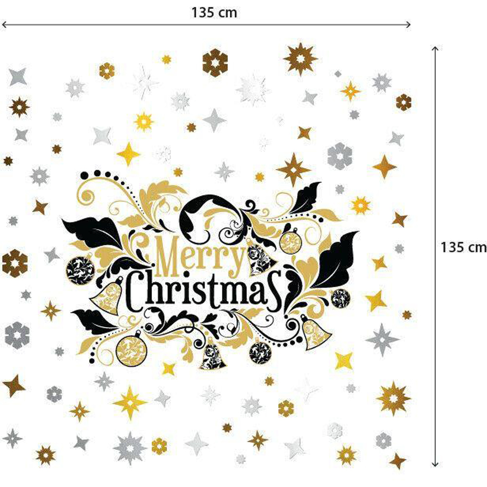 Walplus Elegant Merry Christmas with Metallic Snowflakes Self Adhesive Wall Sticker 121 Piece Image 5