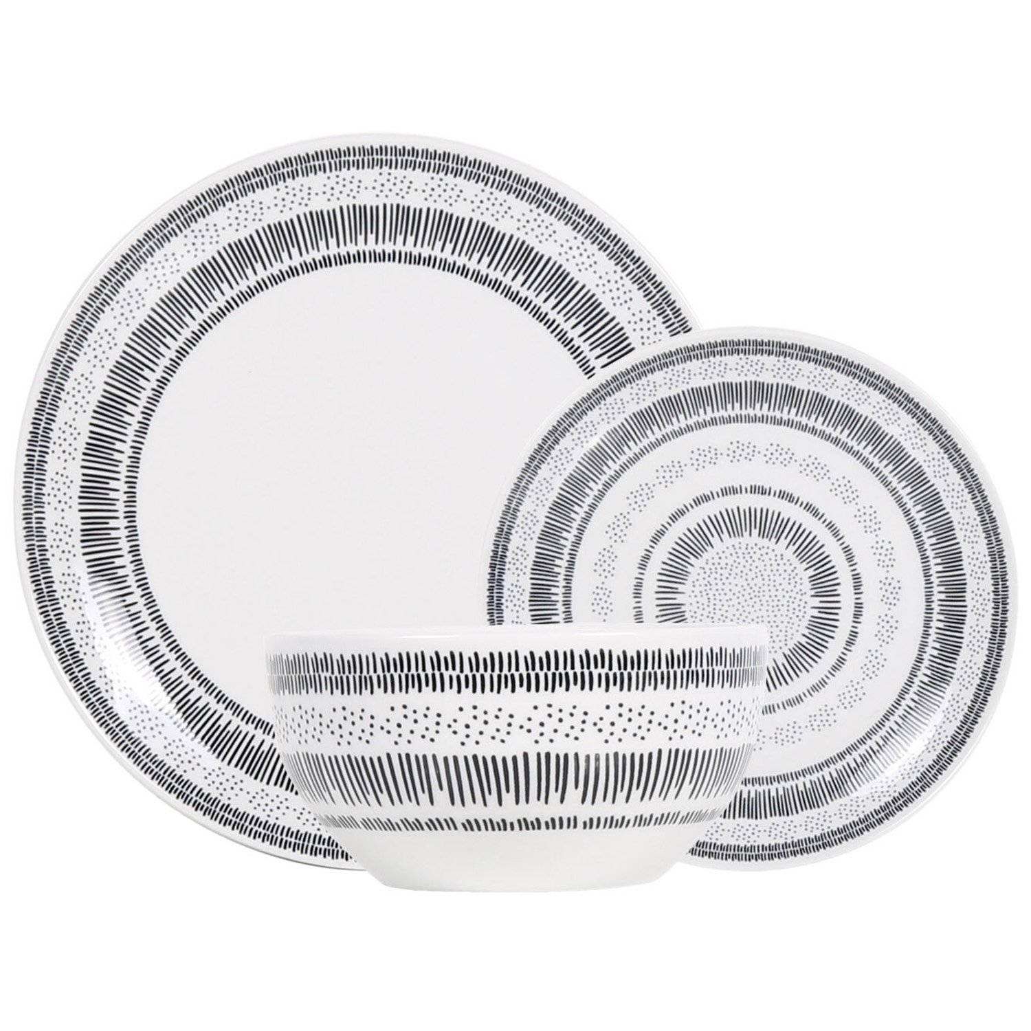 Maya Monochrome 12 Piece Dinner Set Image